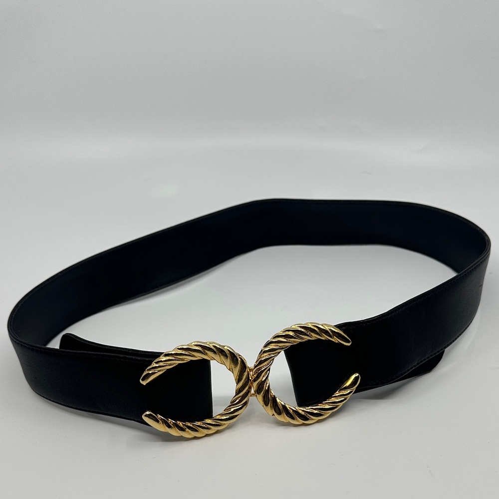 Raina Cici Twisted Clasp Black Leather Belt